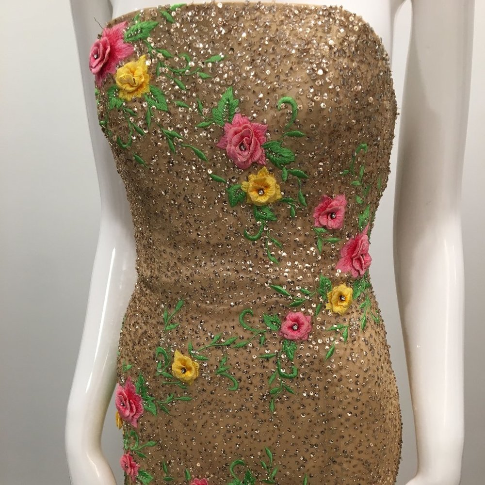 Gold glitter floral dress